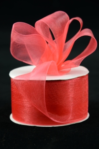 Organza Ribbon , Coral, 1.5 Inch x 25 Yards (1 Spool) SALE ITEM